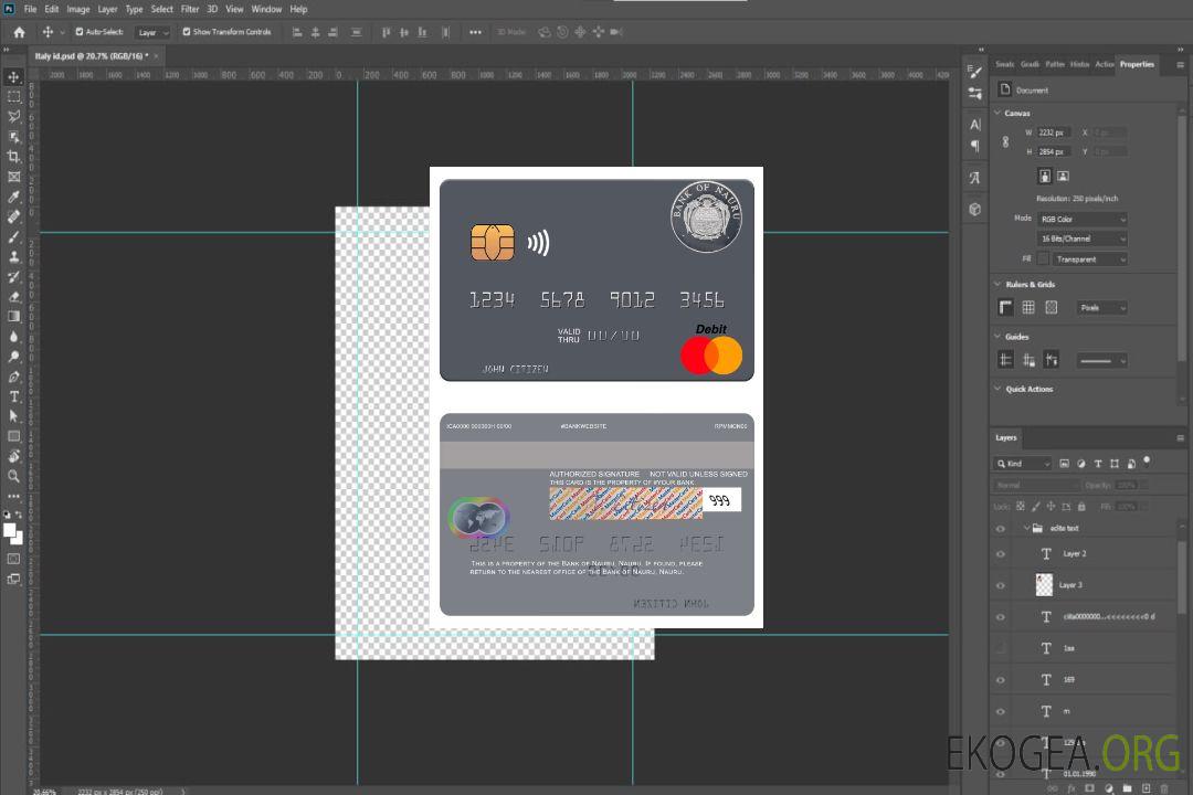 Nauru Banque de Nauru mastercard template
